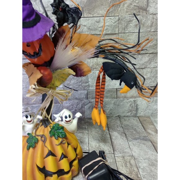 Halloween Fiber Optic Tree 16" Light Changing Pumpkin Ghost Bat Fall Table Decor - Picture 6 of 13